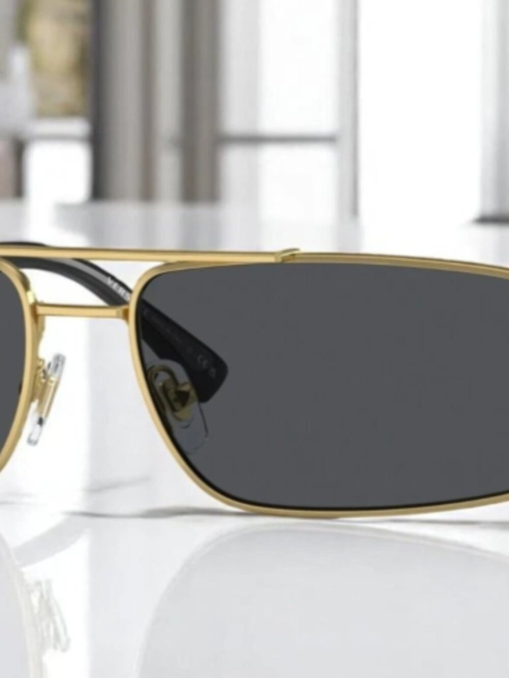 VERSACE | NEW | 2257 1002 - 87 | 60 | GOLD | DARK GREY | NON POLARIZED